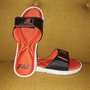FILA Baltimore Orioles MLB Women's Hudson Orange & Black Sandal Slides Size 9